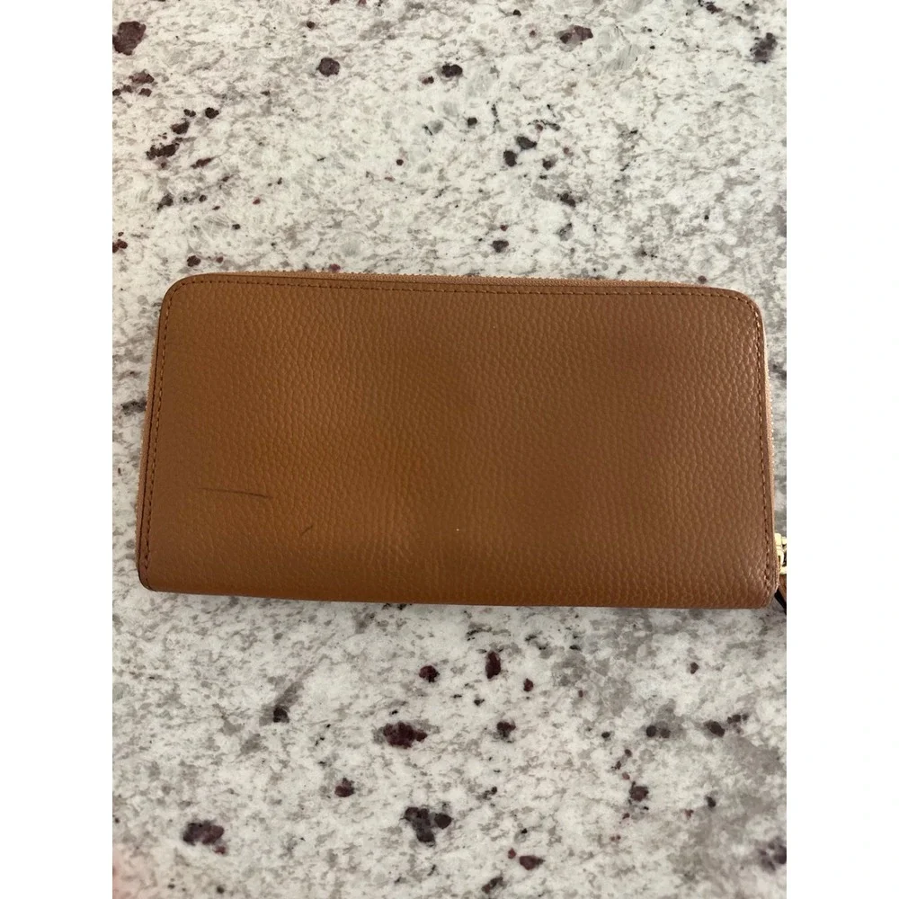 Coach Tan Leather Zip Around Continental Wallet